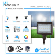 Load image into Gallery viewer, 30W LED Flood Light Outdoor Knuckle Mount, 5700K, 3750LM, Bronze, IP65 Rated Waterproof, Bronze