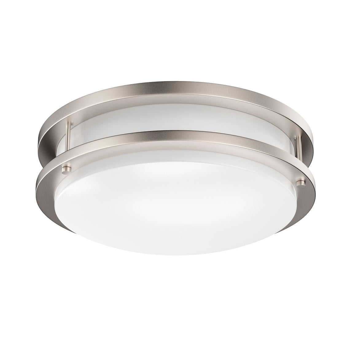 14-Inch Double Ring Dimmable LED Flush Mount Ceiling Light, 25W (90W Equivalent), 1750lm, 3 Color switchable (3000K/4000K/5000K), Brushed Nickel Finish, Commercial or Residential