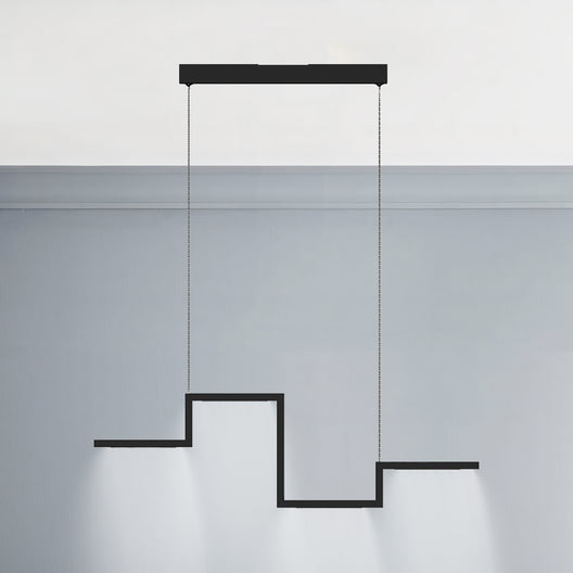 1-Light, 23w, 3000k, 1150lumens, Modern LED Linear Chandelier  In Matte black Body Finish, Dimmable, (dim) 39.4''×1.3''×71''