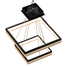 Load image into Gallery viewer, Double Square Chandelier Modern, 2461 Lumens, Dimmable Wooden + Matte Black Finish Chandelier 128W, 3000K (Warm White)