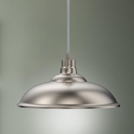 1-Light Industrial Style Pendant Lamp, Trumpet Shape, E26 Base, Brushed Nickel Finish, UL Listed