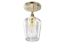 Load image into Gallery viewer, Semi-Flush Mount Lighting Brass Gold, with Bell Shape, E26 Base for Damp Location, Clear Glass Shade, Ceiling Mounting, UL Listed