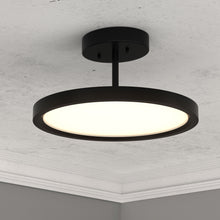 Load image into Gallery viewer, Circle - LED Semi Flush Mount Ceiling Lights, 28w, 1950LM, Dimmable, White Acrylic Shade with Matte Black Finish