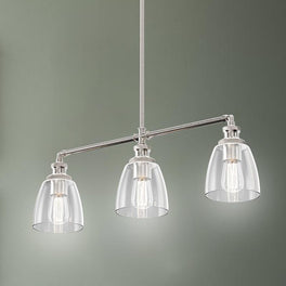 3-Lights Bell Shape - Pendant Lights for Kitchen Island, E26 Base, Clear Glass Shade, UL Listed