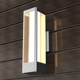 Modern Outdoor LED Wall Sconce Light Fixture, 12W, Dimmable, Silver FInish, Wet Location