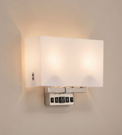 2 light wall sconce, White shade, Dimension: W14