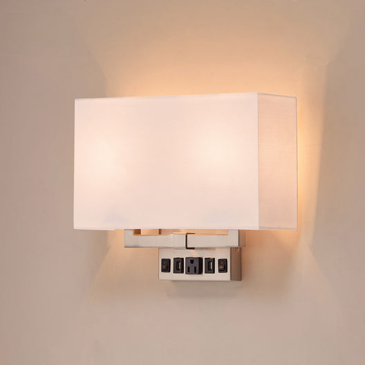 2 light wall sconce, White shade, Dimension: W14