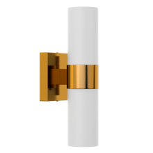 Load image into Gallery viewer, 2-Lights Wall Sconce Fixtures, Brushed Brass Finish, Dimension: L13.5&quot;xW4.45&quot;xE5&quot;, with White Glass Shade