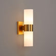 Load image into Gallery viewer, 2-Lights Wall Sconce Fixtures, Brushed Brass Finish, Dimension: L13.5&quot;xW4.45&quot;xE5&quot;, with White Glass Shade