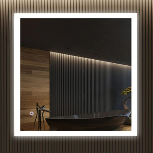 LED Lighted Bathroom Mirror 36" x 36" Inch, On/Off Touch Switch, CCT Changeable With Remembrance, Defogger, Window Style
