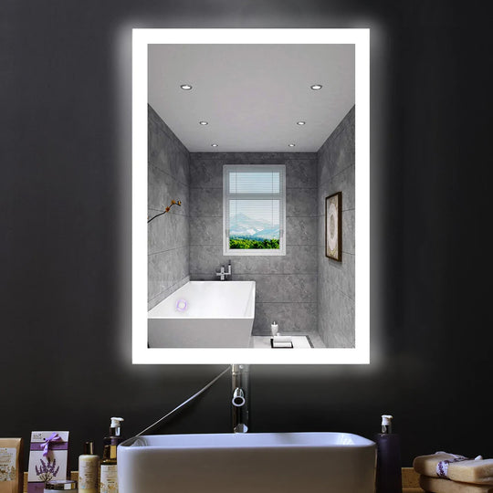 LED Lighted Bathroom Mirror, 24" x 36" Inch, On/Off Touch Switch, CCT Changeable With Remembrance, Defogger Window Style