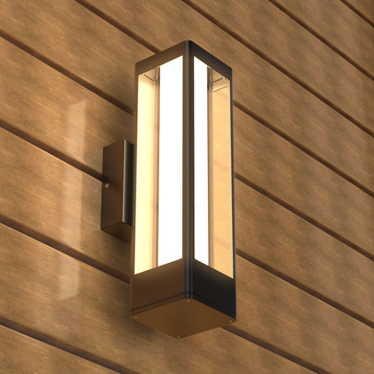 LED Outdoor Wall Light, 12W, 680 Lumens,120 Volt, Dimmable, Matte Black Finish, Wet Location