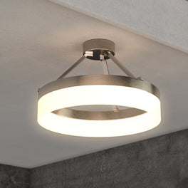 Modern Ceiling Light Fixture, Ring Semi Flush Mount LED, 25w, 3000k, 1450 Lumens, Dimmable (Warm White), ETL Listed, Brushed Nickel Finish