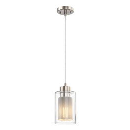 Cylinder Pendant Lighting - Modern Pendant Lights, 8W, Brushed Nickel Finish, 4000K (Cool White), 500 Lumens, ETL Listed