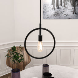 Matte Black - LED rings - Pendant Lights / Ceiling Lights E26 Base, UL Listed for Dry Location, Fixture Size: D12 x H13.5 Inch