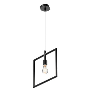 Square Pendant Lighting - Matte Black Pendant Light Fixture E26 Base, UL Listed for Dry Location