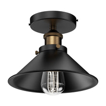 Load image into Gallery viewer, Semi Flush Mount Ceiling Lights Industrial Style, Antique Brass Finish with Matte Black color, E26 Base, UL Listed, 3 Years Warranty