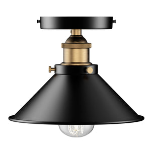 Semi Flush Mount Ceiling Lights Industrial Style, Antique Brass Finish with Matte Black color, E26 Base, UL Listed, 3 Years Warranty