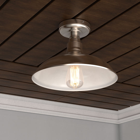 Industrial, Semi Flush Mount, Close to Ceiling Lights, Brushed Nickel, E26 Base, UL Listed, 3 Years Warranty
