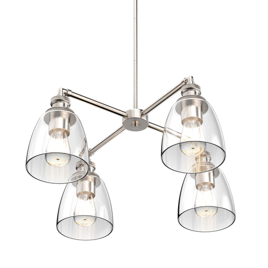 4-Lights, Modern chandelier Lights, Clear Glass Kitchen Chandelier Lighting, Coffee Bar, E26 Base
