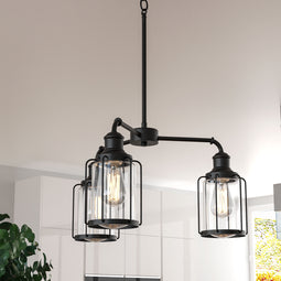 3-Light, Kitchen Island Light Fixtures, Birdcage Chandelier Lighting Fixture, E26 Base, Matte Black Finish, 3 Years Warranty