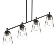 Load image into Gallery viewer, 4-Lights Clear Glass Shade, Island Linear Pendant Light, E26 Base, UL Listed for Damp Location
