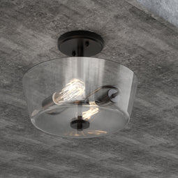 2-Lights, Round, Semi Flush Mount Lights - Stylish Ceiling Light, UL Listed for Damp Location, E26 Base, 3 Years Warranty