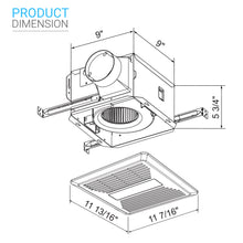 Load image into Gallery viewer, Ultra Quiet Bathroom Exhaust Fan w/ LED Light 4000K, 1000LM, 100 CFM, 0.8 Sones, Ceiling/Wall Mounted