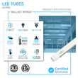 Load image into Gallery viewer, T8 4ft LED Tube/Bulb - 22W 3080 Lumens 5000K Clear, Single End Power - Ballast Bypass Fluorescent Replacement