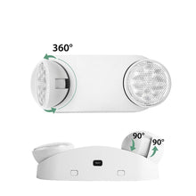 Load image into Gallery viewer, 2 Watt Round LED Emergency Light with 2 Adjustable Head Lights, Wall mount, 90 Min Battery Backup, Commercial Emergency Light