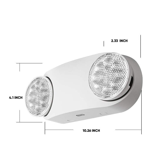 2 Watt Round LED Emergency Light with 2 Adjustable Head Lights, Wall mount, 90 Min Battery Backup, Commercial Emergency Light