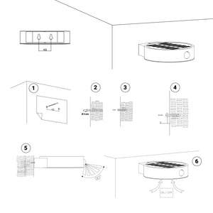 Smart LED Solar Wall Lamp with PIR Sensor, Round, HY06WSRB