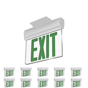 3 Watt Edge Lit Green LED Exit Sign With Surface Mount, 90 min Backup Battery
