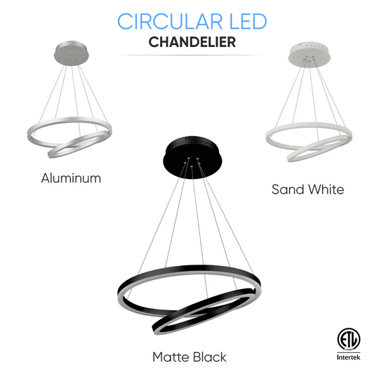 2-Ring, 60W, 3000K, 2800LM, Circular LED Chandelier Lights, Dimmable, 3 Years Warranty