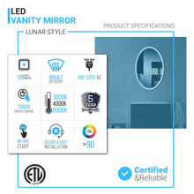 Load image into Gallery viewer, Oval - LED Light - Bathroom Mirror, Defogger and CCT Remembrance, Touch Switch, Lunar Style