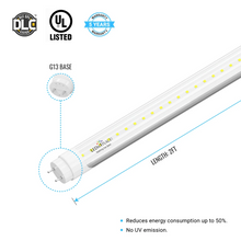 Load image into Gallery viewer, Hybrid T8 2ft LED Tube/Bulb - 8W 1120 Lumens 5000K Clear, Single End/Double End Power, Fluorescent Replacement - Ballast Compatible or Bypass (Check Compatibility List)