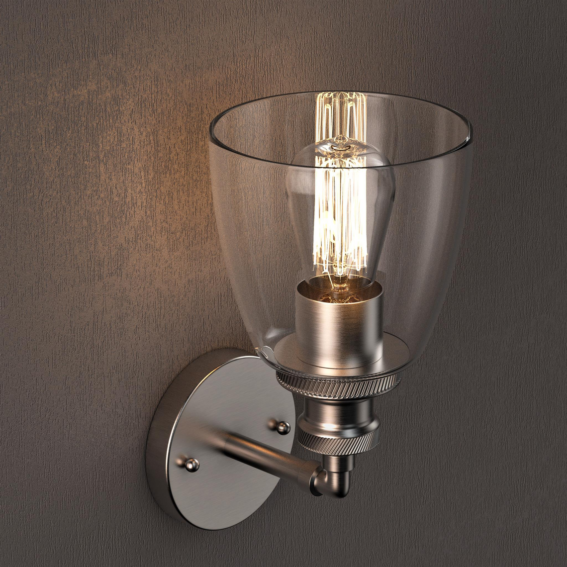 Bell Shape Wall Sconce Light, E26 Base, Brushed Nickel Finish, Wall Light Fixtures, UL Listed