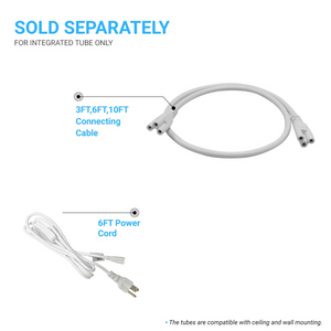 60 Watt LED Integrated Tube, T8 8 Feet - 210W Equivalent, 5000K Frosted, Linkable - Extendable Design - Basement Lighting