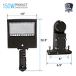 Load image into Gallery viewer, LED Parking Lot Lighting With Photocell, 150W, 525W Equal, 3000K, Universal Mount , Bronze, AC100-277V, LED Pole Light