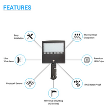 Load image into Gallery viewer, LED Parking Lot Lighting With Photocell, 150W, 525W Equal, 3000K, Universal Mount , Bronze, AC100-277V, LED Pole Light