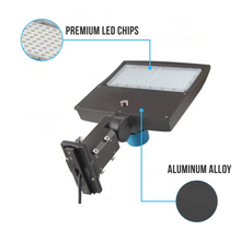 Load image into Gallery viewer, 150w-led-pole-light-with-photocell-3000k-universal-mount-bronze-ac100-277v