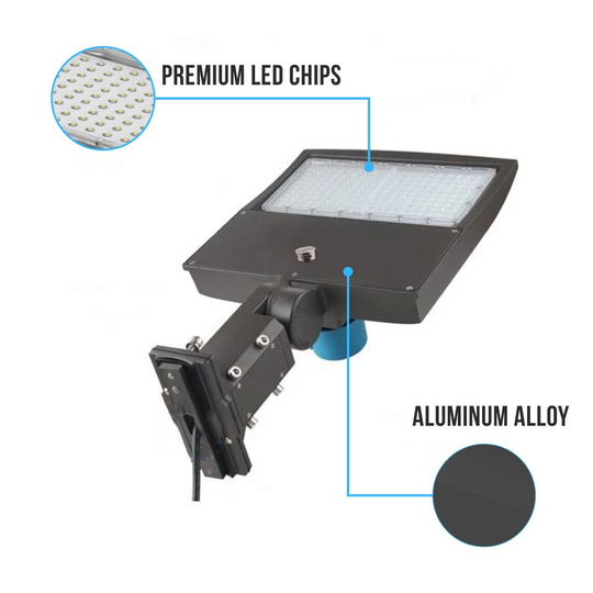 LED Parking Lot Lighting 100W with Photocell, 5700K, Universal Mount, Bronze, AC100-277V, IP65 Waterproof