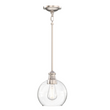 Load image into Gallery viewer, 1-Light Clear Glass Hanging Light Fixtures with Brushed Nickel Finish, E26 Base, UL Listed for Damp Location