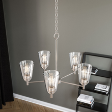 Load image into Gallery viewer, Flared Shape Chandelier Lighting Fixture with Clear Glass Shades, E26 Base, UL Listed for Damp Location, 3 Years Warranty
