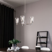 Load image into Gallery viewer, Flared Shape Chandelier Lighting Fixture with Clear Glass Shades, E26 Base, UL Listed for Damp Location, 3 Years Warranty