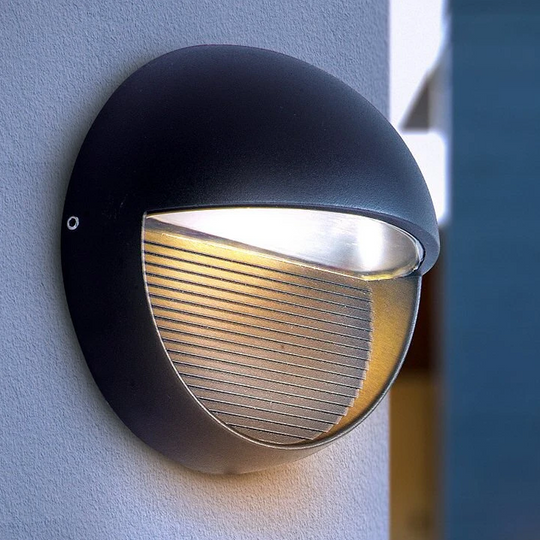 12W Modern Outdoor Bulkhead Wall Sconce Light, 3000K/5000K, 240 LM, Dimmable, Black, Frosted Glass Shade