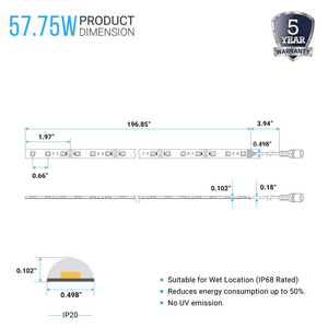Outdoor LED Strip Lights Waterproof, IP68, 16.4ft Dimmable, 12V, SMD 5050, UL, RoHS Listed, LED Lights for Bedroom, Kitchen, Home Decoration