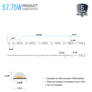 LED Strip Light, Waterproof, 3000K (Soft White)/4000K (Cool White)/6500K (Crystal White), SMD 5050 - 12V - 378 Lumens/ft.