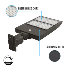 Load image into Gallery viewer, 300W LED Commercial Parking Lot Light, 5700K, Universal Mount, Bronze, AC100-277V, Street Security Lighting