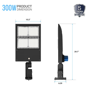 300W LED Pole Light With Photocell ; 5700K ; Universal Mount ; Black ; AC120-277V
